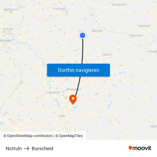 Nottuln to Burscheid map