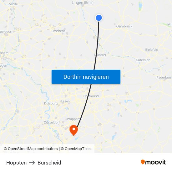 Hopsten to Burscheid map