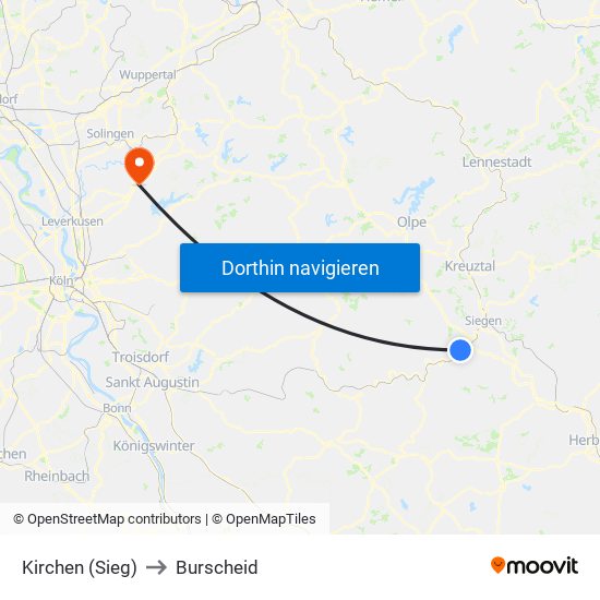 Kirchen (Sieg) to Burscheid map