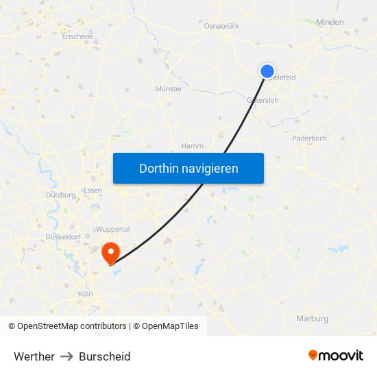 Werther to Burscheid map