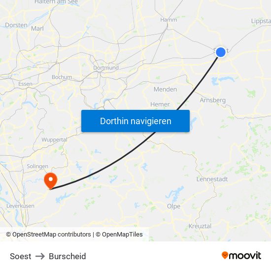 Soest to Burscheid map