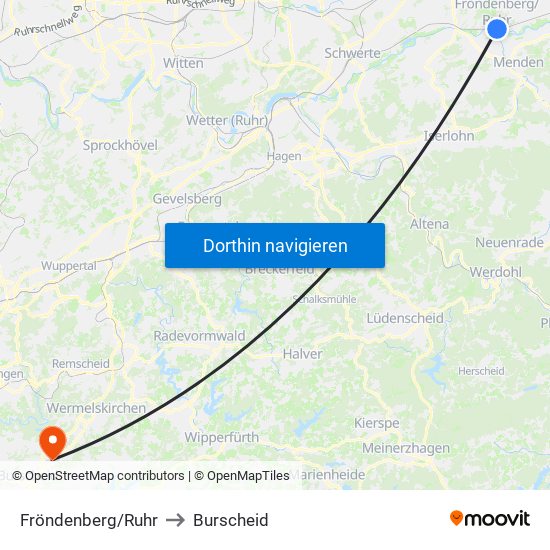 Fröndenberg/Ruhr to Burscheid map