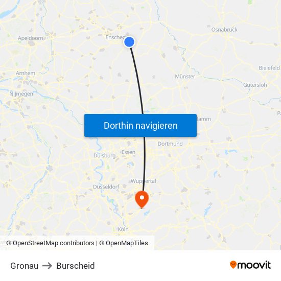 Gronau to Burscheid map
