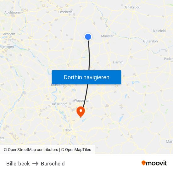 Billerbeck to Burscheid map