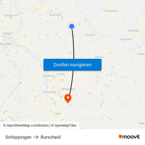 Schöppingen to Burscheid map