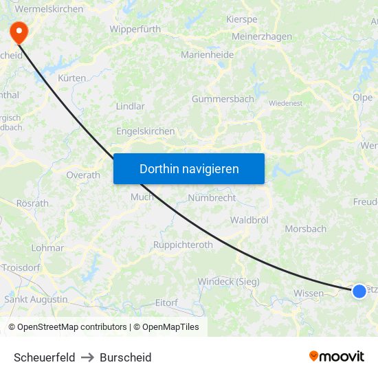 Scheuerfeld to Burscheid map