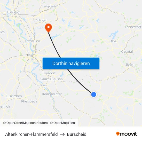 Altenkirchen-Flammersfeld to Burscheid map