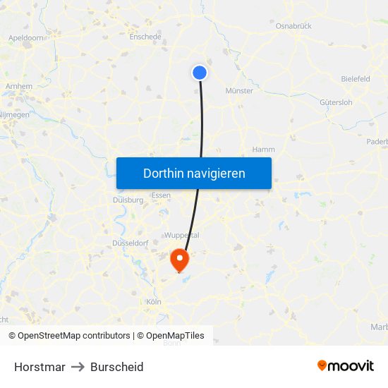 Horstmar to Burscheid map