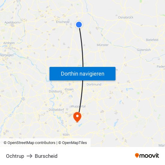 Ochtrup to Burscheid map