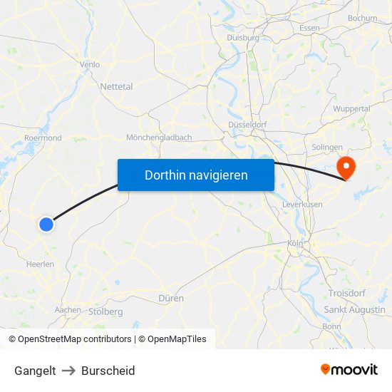 Gangelt to Burscheid map