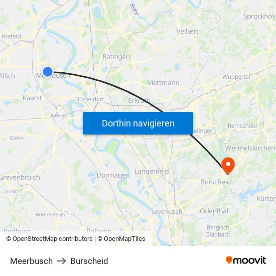 Meerbusch to Burscheid map