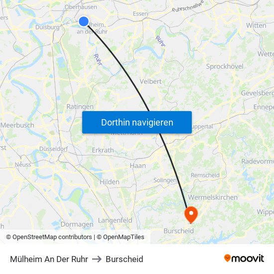 Mülheim An Der Ruhr to Burscheid map