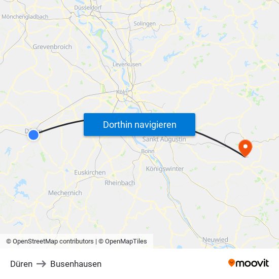 Düren to Busenhausen map