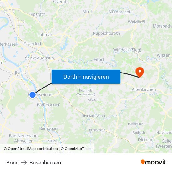 Bonn to Busenhausen map