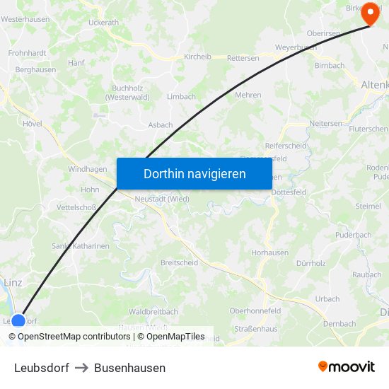 Leubsdorf to Busenhausen map