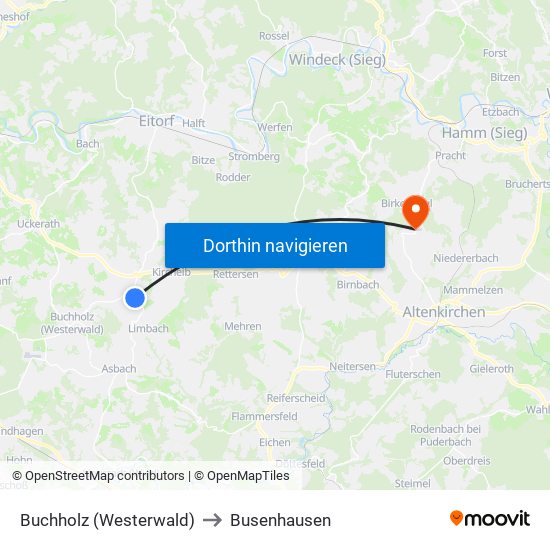 Buchholz (Westerwald) to Busenhausen map