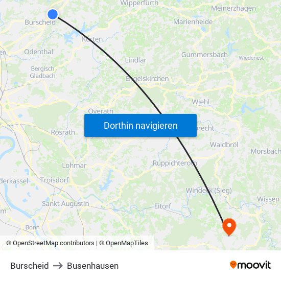Burscheid to Busenhausen map