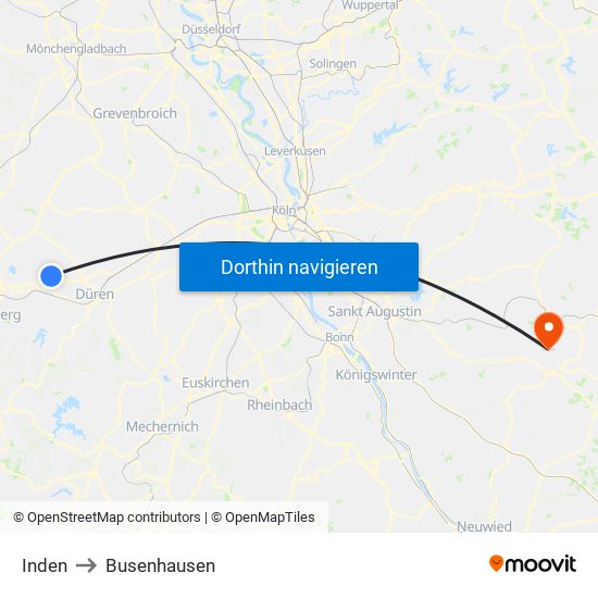 Inden to Busenhausen map