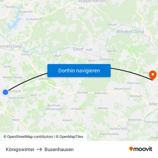 Königswinter to Busenhausen map