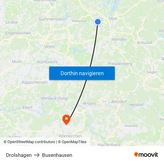 Drolshagen to Busenhausen map