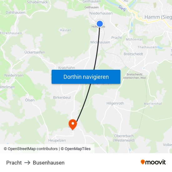 Pracht to Busenhausen map