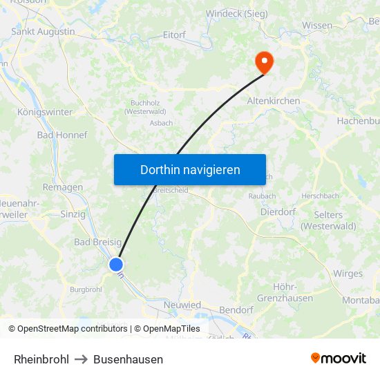 Rheinbrohl to Busenhausen map