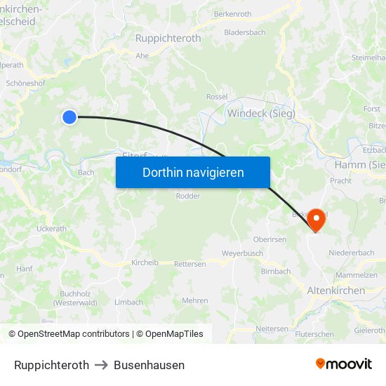 Ruppichteroth to Busenhausen map