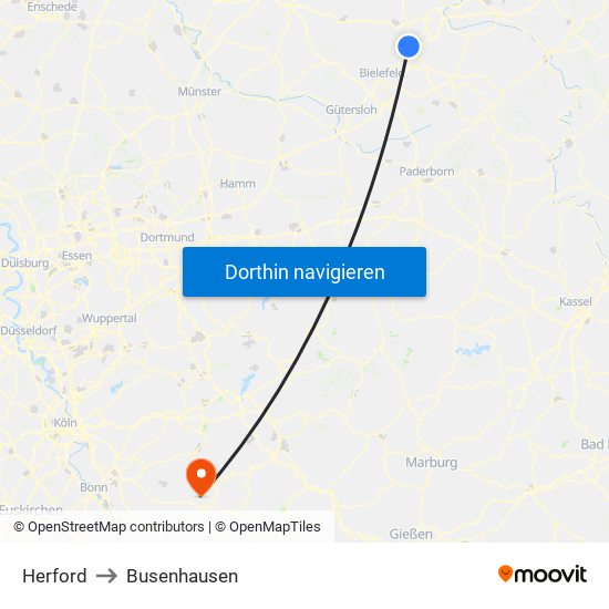 Herford to Busenhausen map