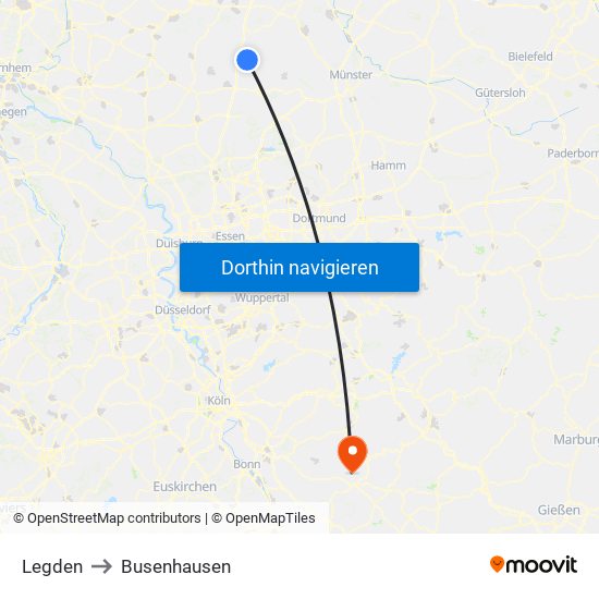 Legden to Busenhausen map