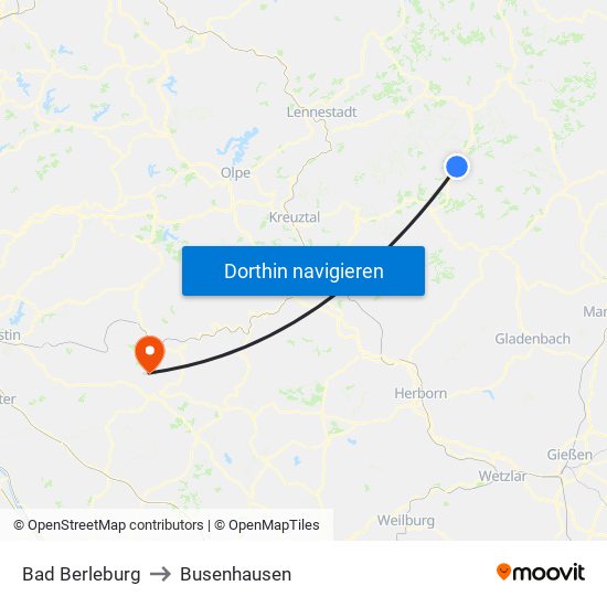 Bad Berleburg to Busenhausen map