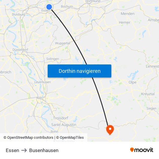 Essen to Busenhausen map