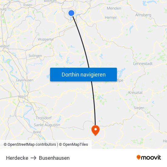 Herdecke to Busenhausen map