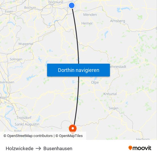 Holzwickede to Busenhausen map