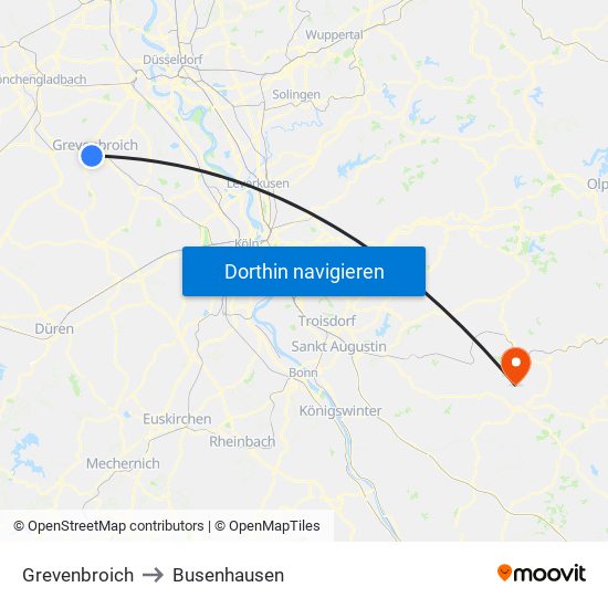 Grevenbroich to Busenhausen map