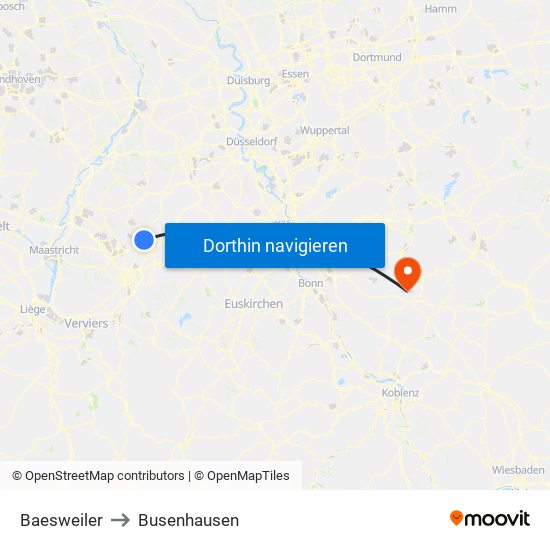 Baesweiler to Busenhausen map