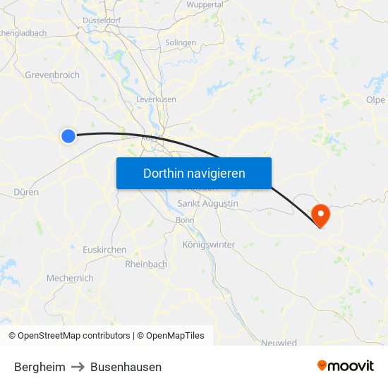 Bergheim to Busenhausen map