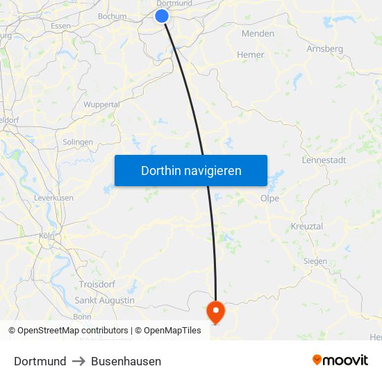 Dortmund to Busenhausen map