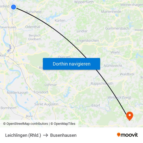 Leichlingen (Rhld.) to Busenhausen map