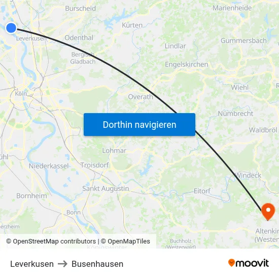 Leverkusen to Busenhausen map