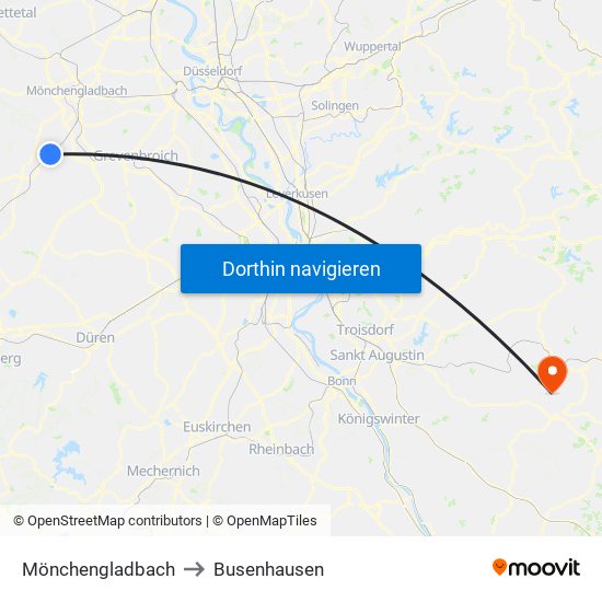 Mönchengladbach to Busenhausen map