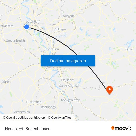 Neuss to Busenhausen map