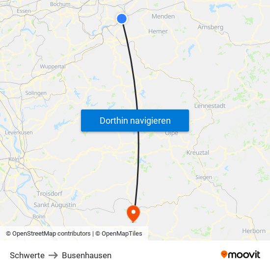 Schwerte to Busenhausen map