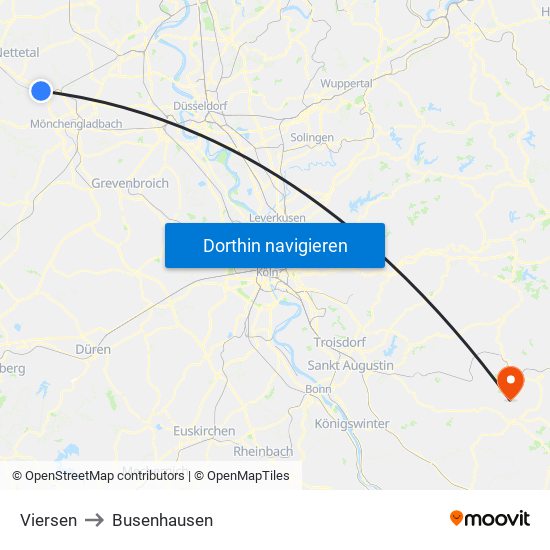 Viersen to Busenhausen map