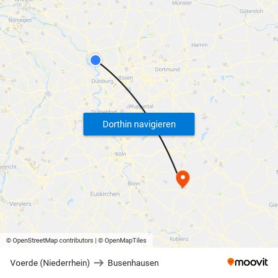 Voerde (Niederrhein) to Busenhausen map