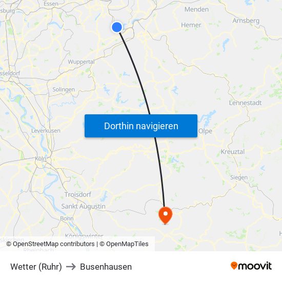 Wetter (Ruhr) to Busenhausen map