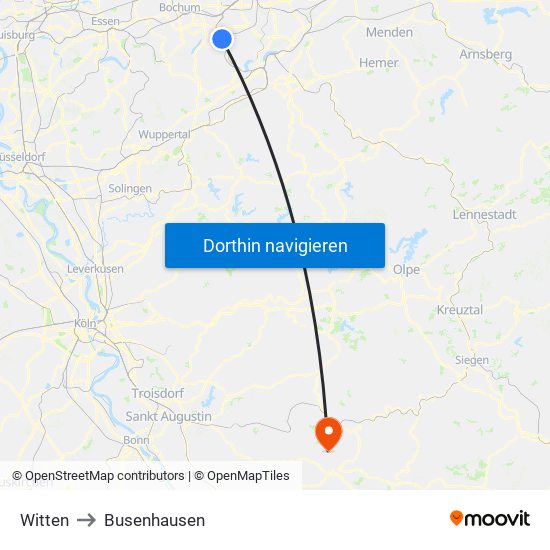 Witten to Busenhausen map