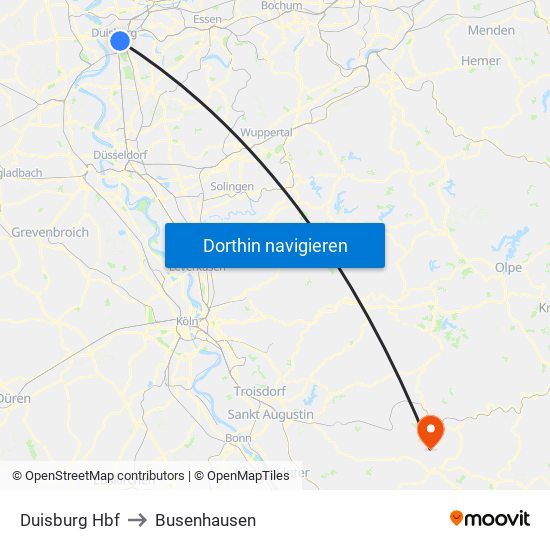 Duisburg Hbf to Busenhausen map