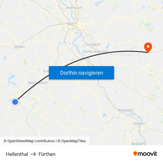 Hellenthal to Fürthen map
