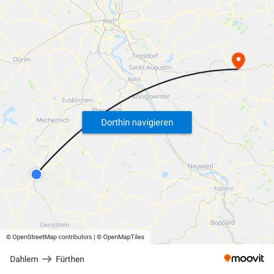 Dahlem to Fürthen map