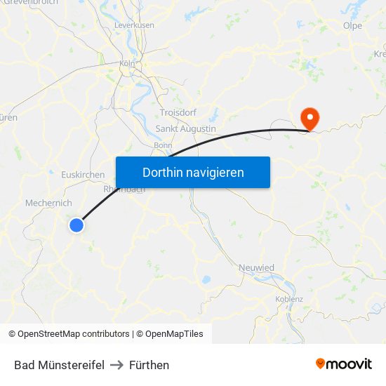 Bad Münstereifel to Fürthen map